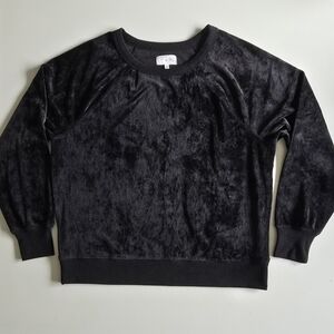Lou & Grey Black Velour Pullover Sweatshirt – Size M